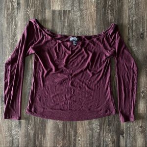 Forever 21+ Wine Off The Shoulder Blouse